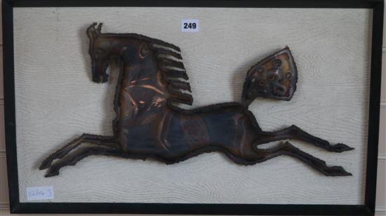 Marler Haley, cut metal panel of a horse, overall 15.5 x 26.5in.